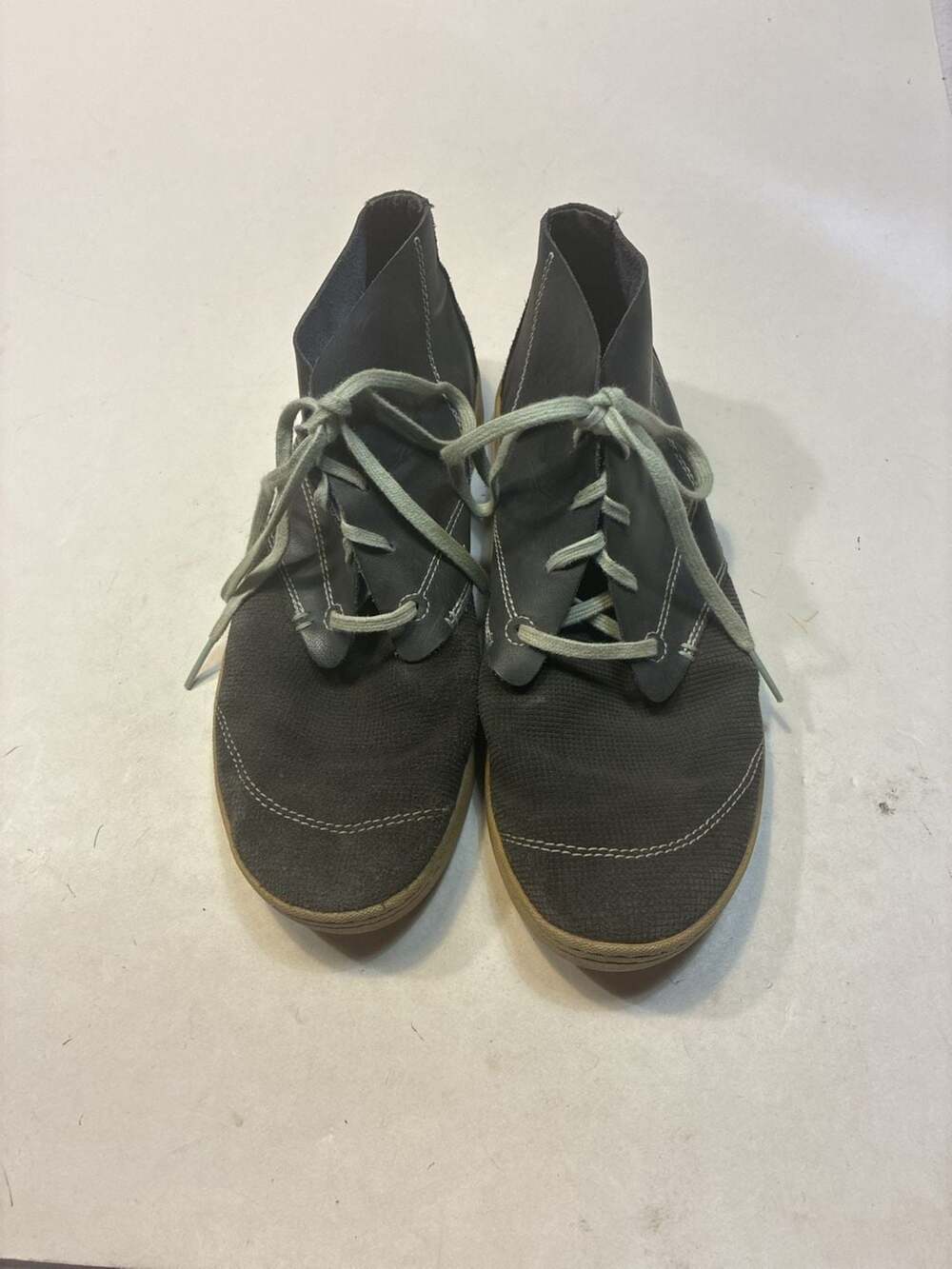 Ahnu Gray Leather Mid Top Lace Up Casual Sneakers Shoes